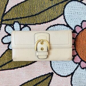 Coach Cream Wallet with Gold Buckle